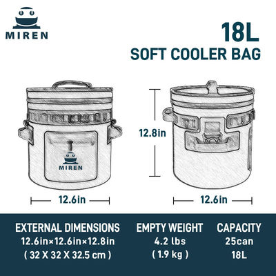 25 Dunkelgrauer Rundkühlschrank Leck- und wasserdichte weiche Kühltasche für Outdoor-Abenteuer